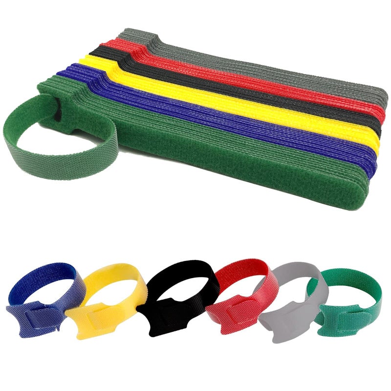 Fxhdc-M Organize Your Cables With 60Pcs Reusable Fastening Hook And Loop Cable Ties - 6 Inch Cable Management Ties In 6 Colors, Adjustable Cord Ties With Hook And Loop For Home And Office Electronics - Image 1